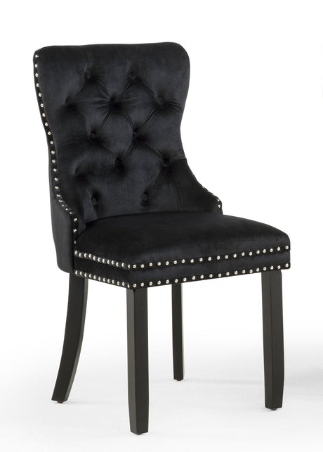 Arabella Black Velvet Accent Chair, Set of 2 from Crown Mark - Luna Furniture