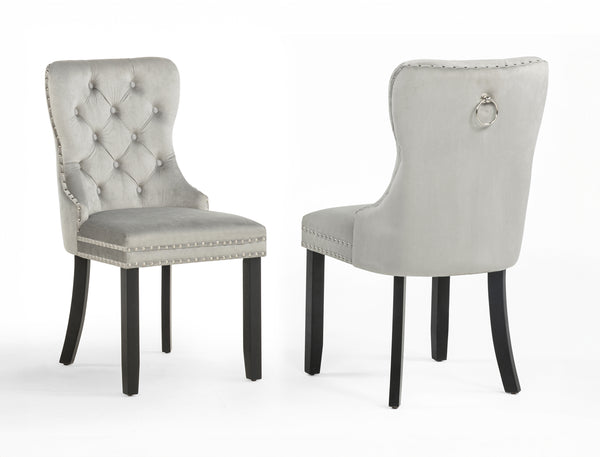 Arabella Light Gray Velvet Accent Chair, Set of 2