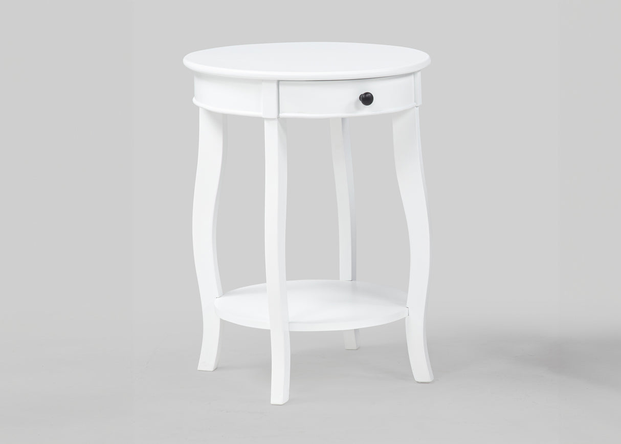 Jacie White Chairside Round End Table from Crown Mark - Luna Furniture