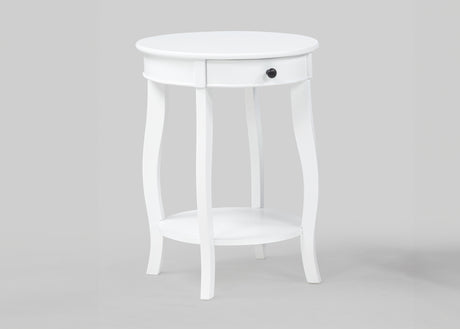 Jacie White Chairside Round End Table from Crown Mark - Luna Furniture