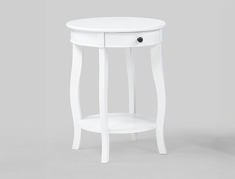 Jacie White Chairside Round End Table from Crown Mark - Luna Furniture