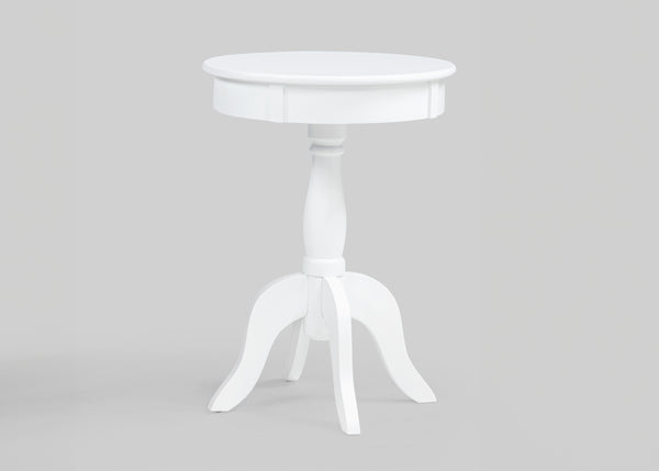Romy White Chairside Round End Table