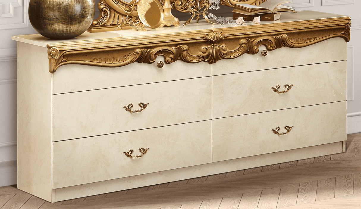 Barocco Ivory/Gold Double Dresser from ESF Furniture - Luna Furniture