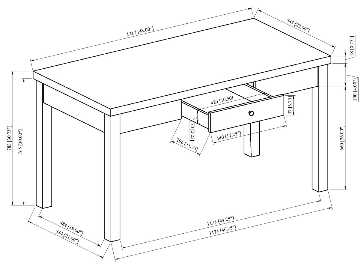 Rylee Black Faux Marble Top Office Desk from Crown Mark - Luna Furniture