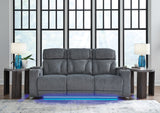 Studio Cave Power Reclining Sofa and Loveseat in Steel from Ashley - Luna Furniture