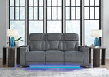Studio Cave Power Reclining Sofa and Loveseat in Steel from Ashley - Luna Furniture