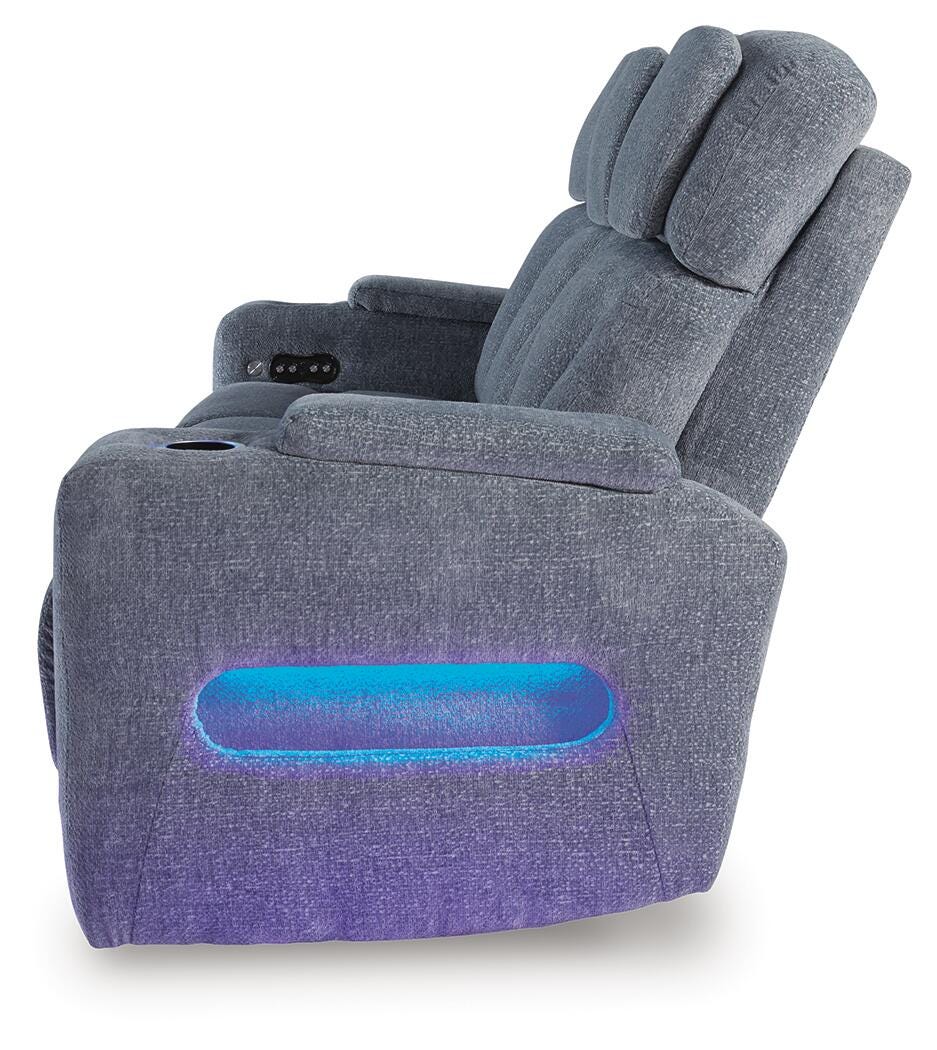 Studio Cave Power Reclining Sofa and Loveseat in Steel from Ashley - Luna Furniture