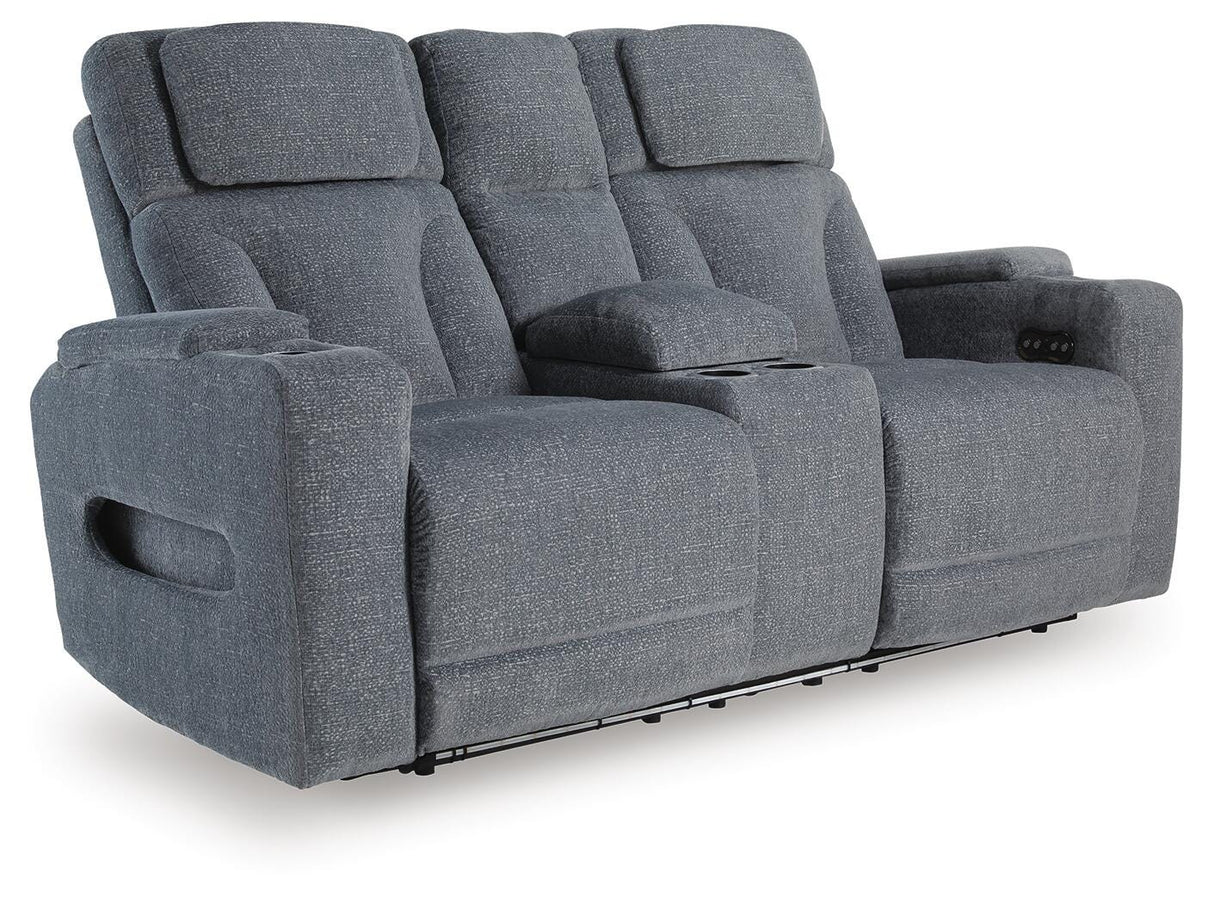 Studio Cave Power Reclining Sofa and Loveseat in Steel from Ashley - Luna Furniture