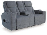 Studio Cave Power Reclining Sofa and Loveseat in Steel from Ashley - Luna Furniture