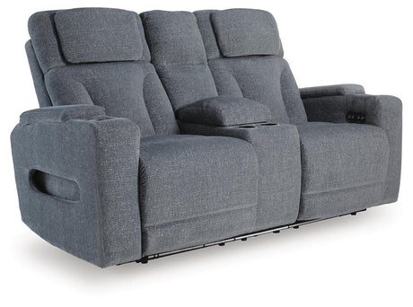 Studio Cave Power Reclining Sofa and Loveseat in Steel from Ashley - Luna Furniture