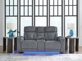 Studio Cave Steel Power Reclining Loveseat with Console from Ashley - Luna Furniture