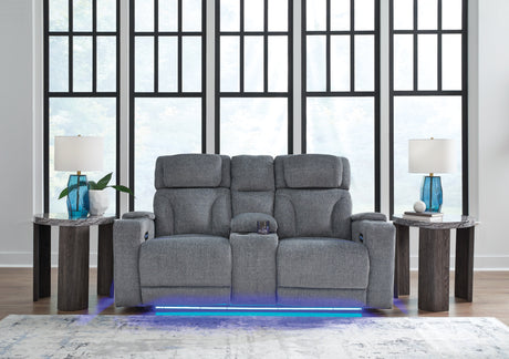 Studio Cave Power Reclining Sofa and Loveseat in Steel from Ashley - Luna Furniture
