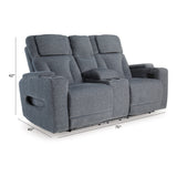 Studio Cave Steel Power Reclining Loveseat with Console from Ashley - Luna Furniture