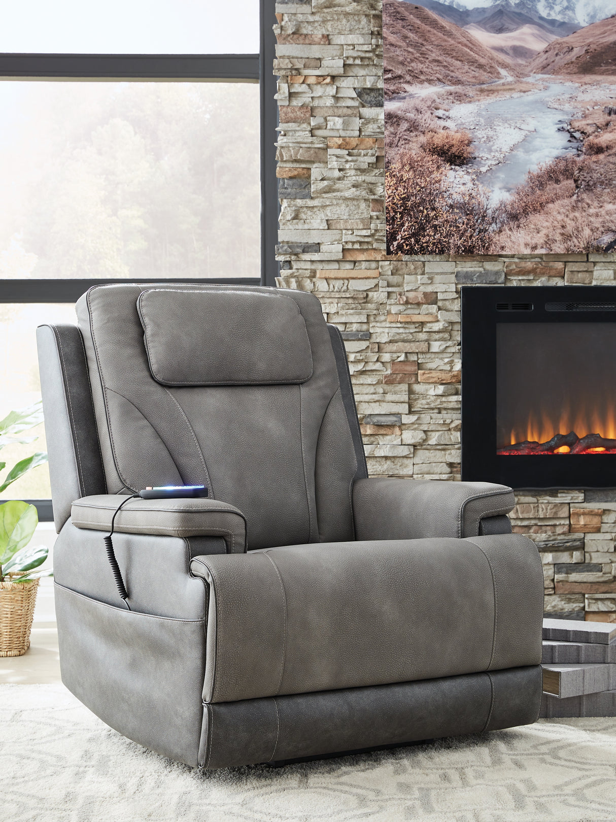 4Z-Peaceful Pause Slate Power Lift Recliner from Ashley - Luna Furniture