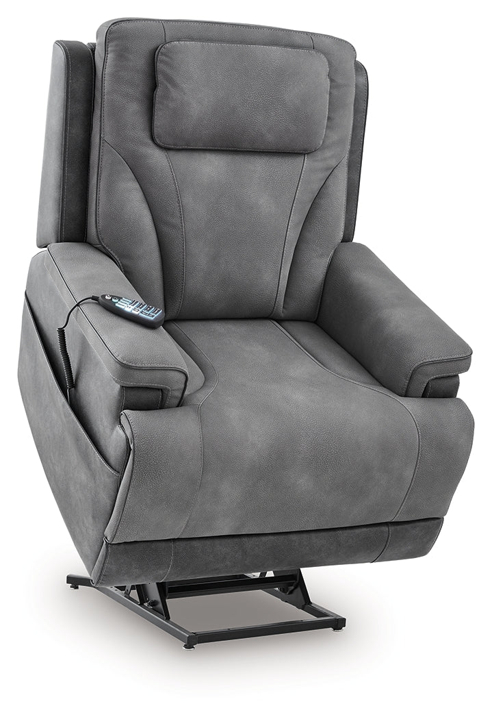 4Z-Peaceful Pause Slate Power Lift Recliner from Ashley - Luna Furniture