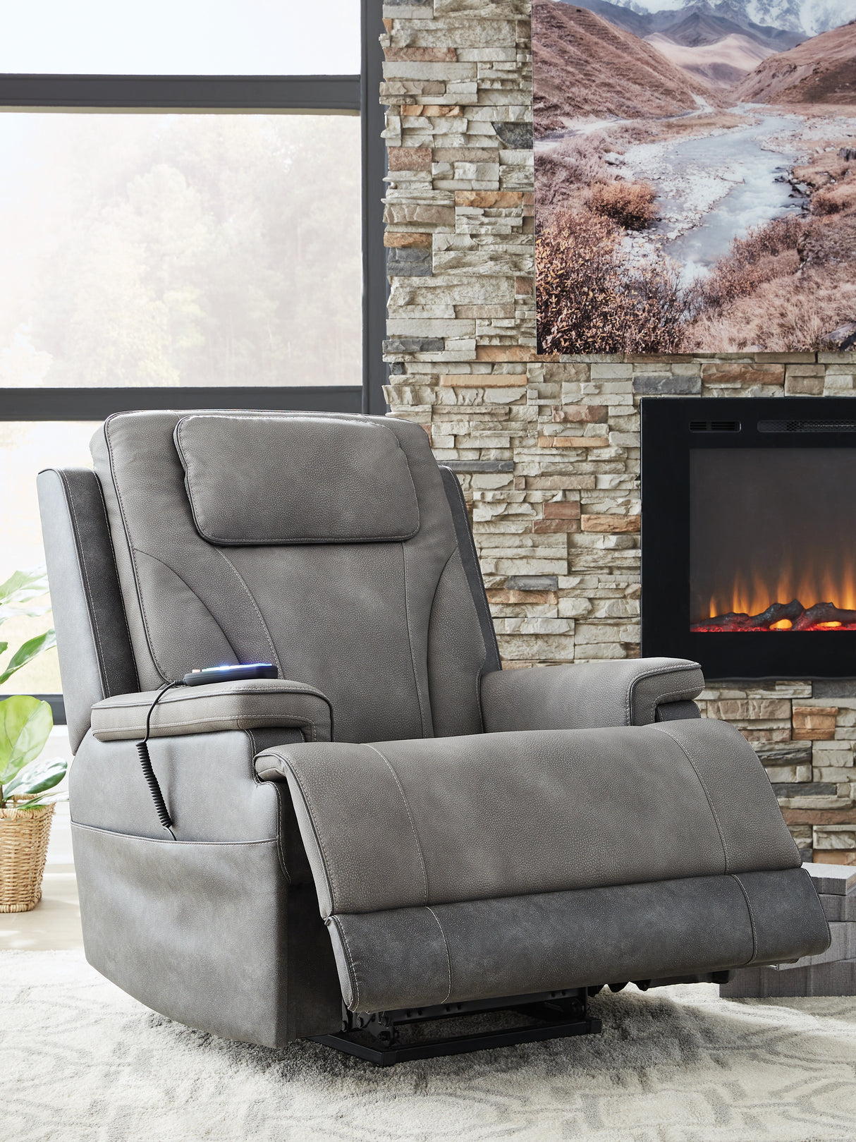 4Z-Peaceful Pause Slate Power Lift Recliner from Ashley - Luna Furniture