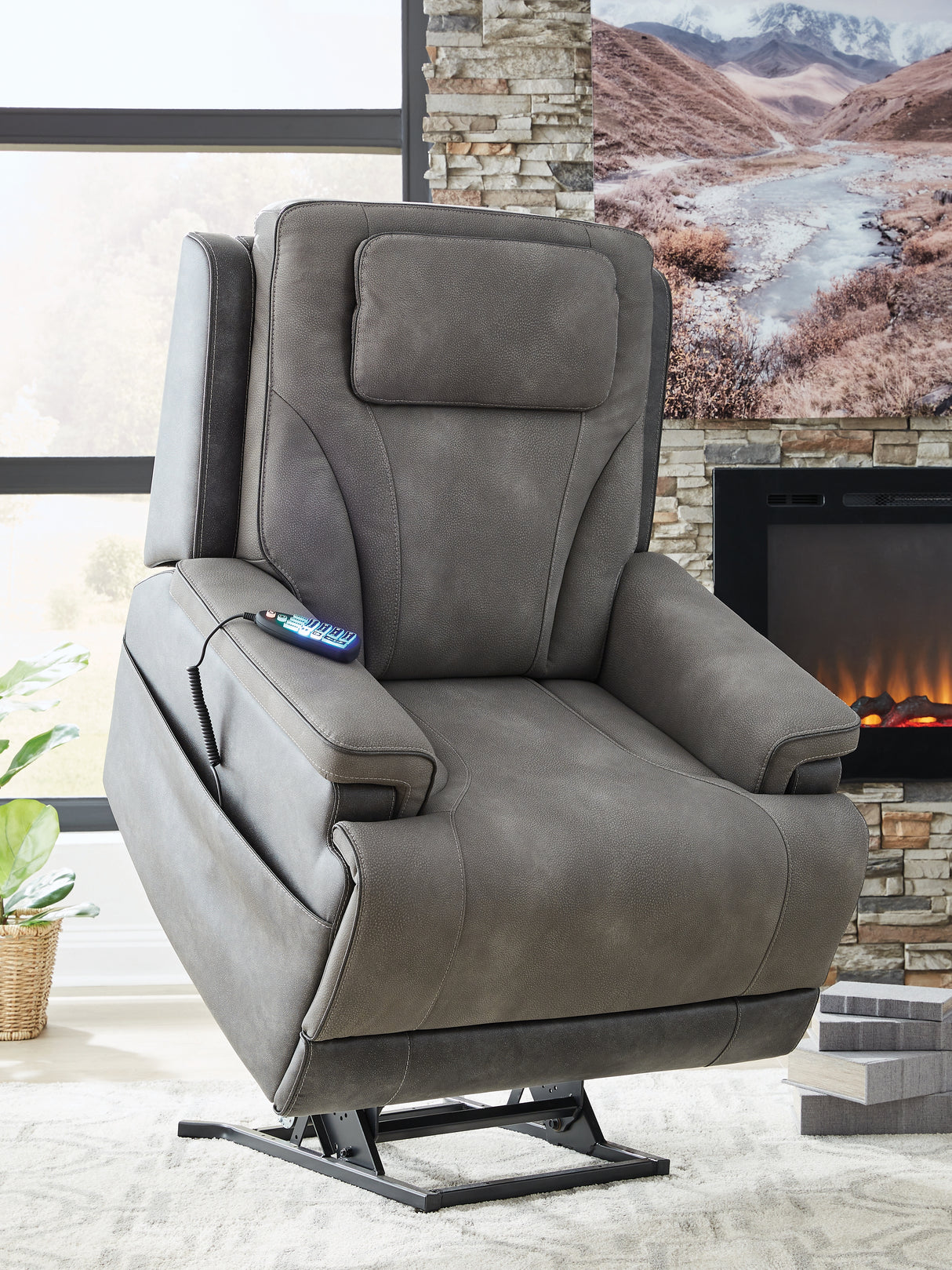 4Z-Peaceful Pause Slate Power Lift Recliner from Ashley - Luna Furniture