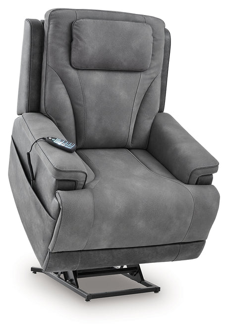 4Z-Peaceful Pause Slate Power Lift Recliner from Ashley - Luna Furniture