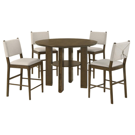 Ottowa Brown Round Wood Counter Height Dining Room Set from Coaster - Luna Furniture