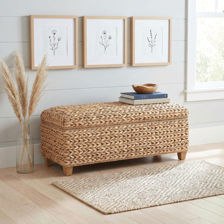 Laughton Natural Hand-Woven Banana Leaf Storage Bench from Coaster - Luna Furniture