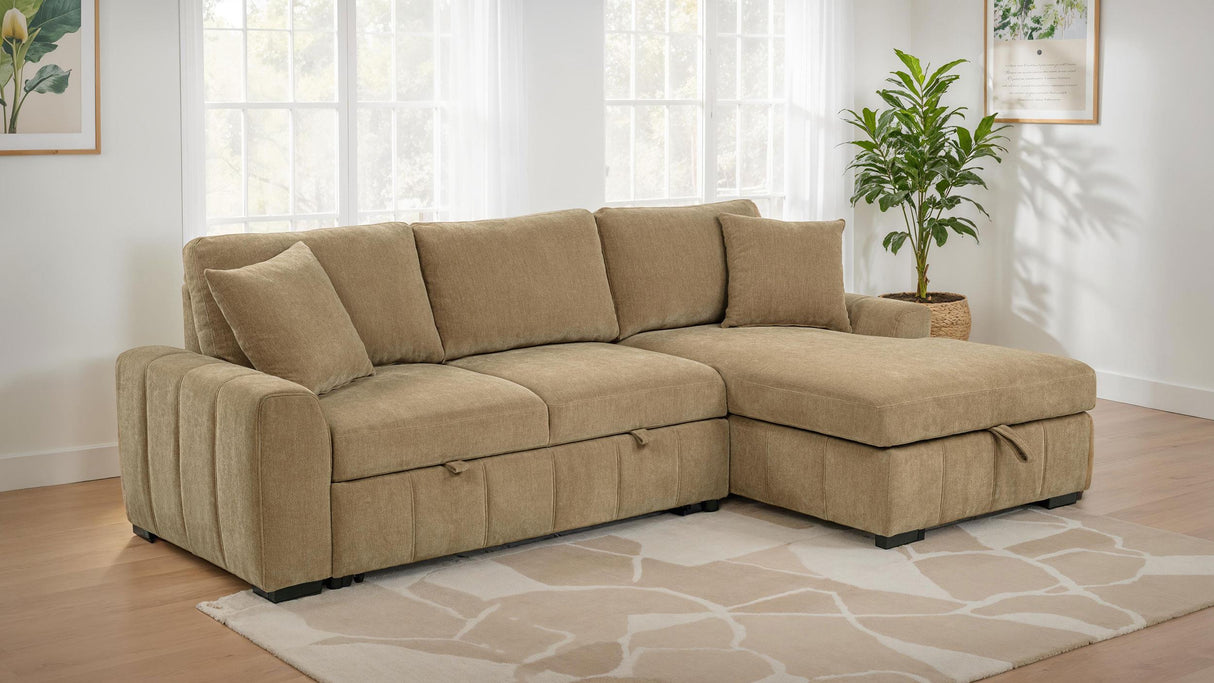 Pastrana Upholstered Sleeper Sectional Sofa Camel from Coaster - Luna Furniture