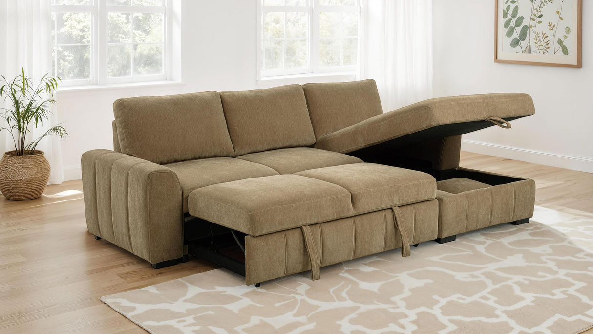 Pastrana Upholstered Sleeper Sectional Sofa Camel from Coaster - Luna Furniture