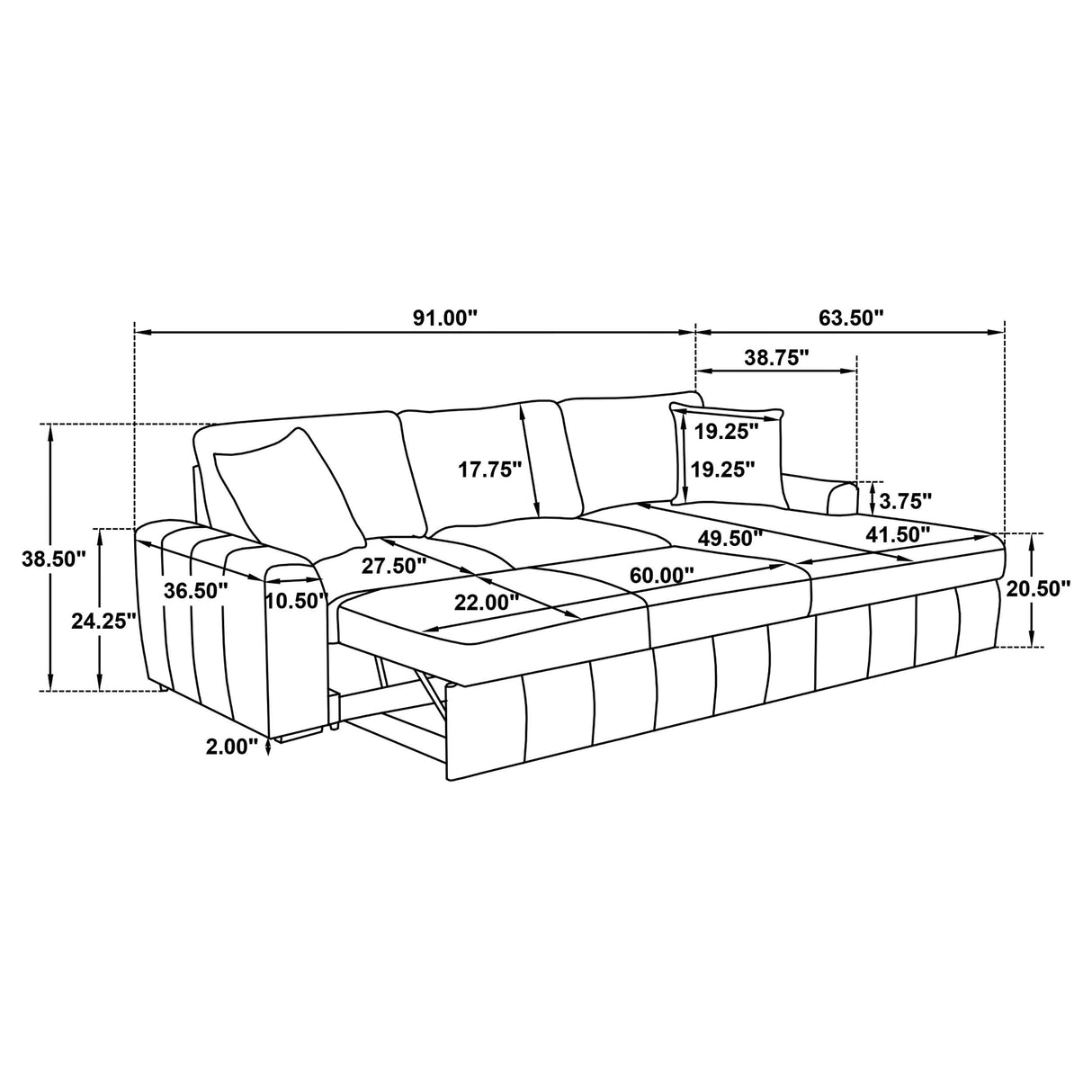 Pastrana Upholstered Sleeper Sectional Sofa Camel from Coaster - Luna Furniture