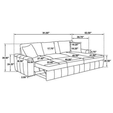 Pastrana Upholstered Sleeper Sectional Sofa Camel from Coaster - Luna Furniture