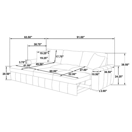Pastrana Upholstered Sleeper Sectional Sofa Charcoal Grey from Coaster - Luna Furniture