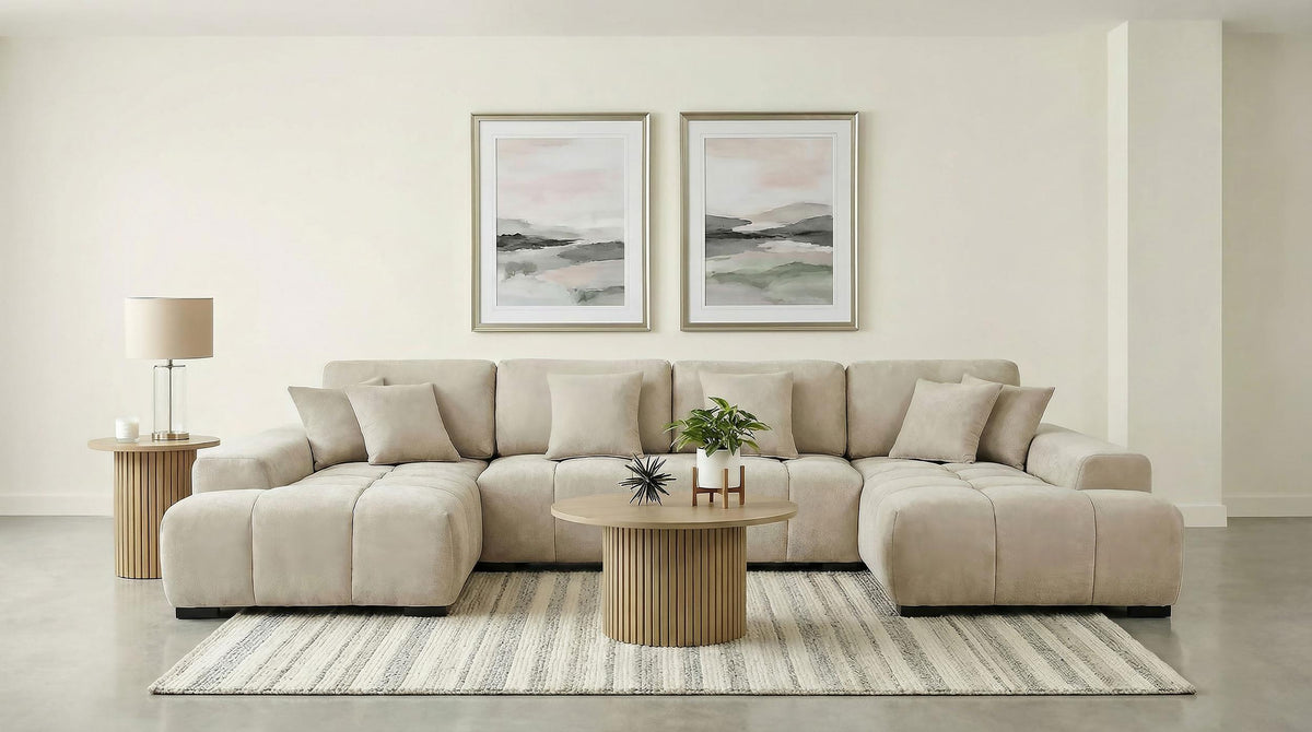 Cannella Beige U-Shaped Double Chaise 3-Piece Sectional from Coaster - Luna Furniture