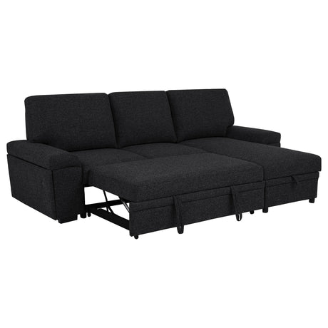 Demko Black Sleeper Sectional Sofa with Speaker and Storage Chaise from Coaster - Luna Furniture