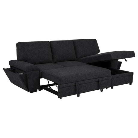 Demko Black Sleeper Sectional Sofa with Speaker and Storage Chaise from Coaster - Luna Furniture