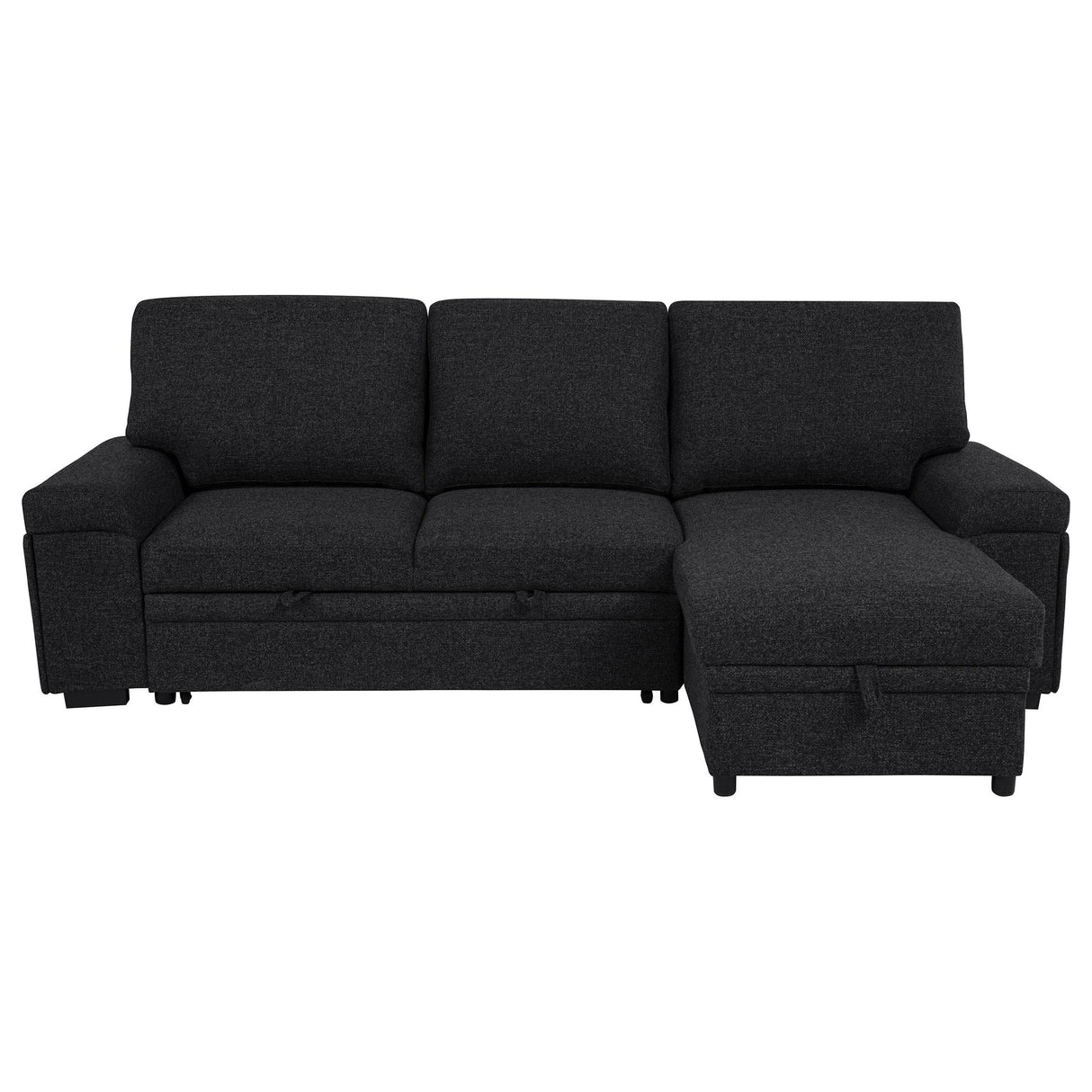 Demko Black Sleeper Sectional Sofa with Speaker and Storage Chaise from Coaster - Luna Furniture