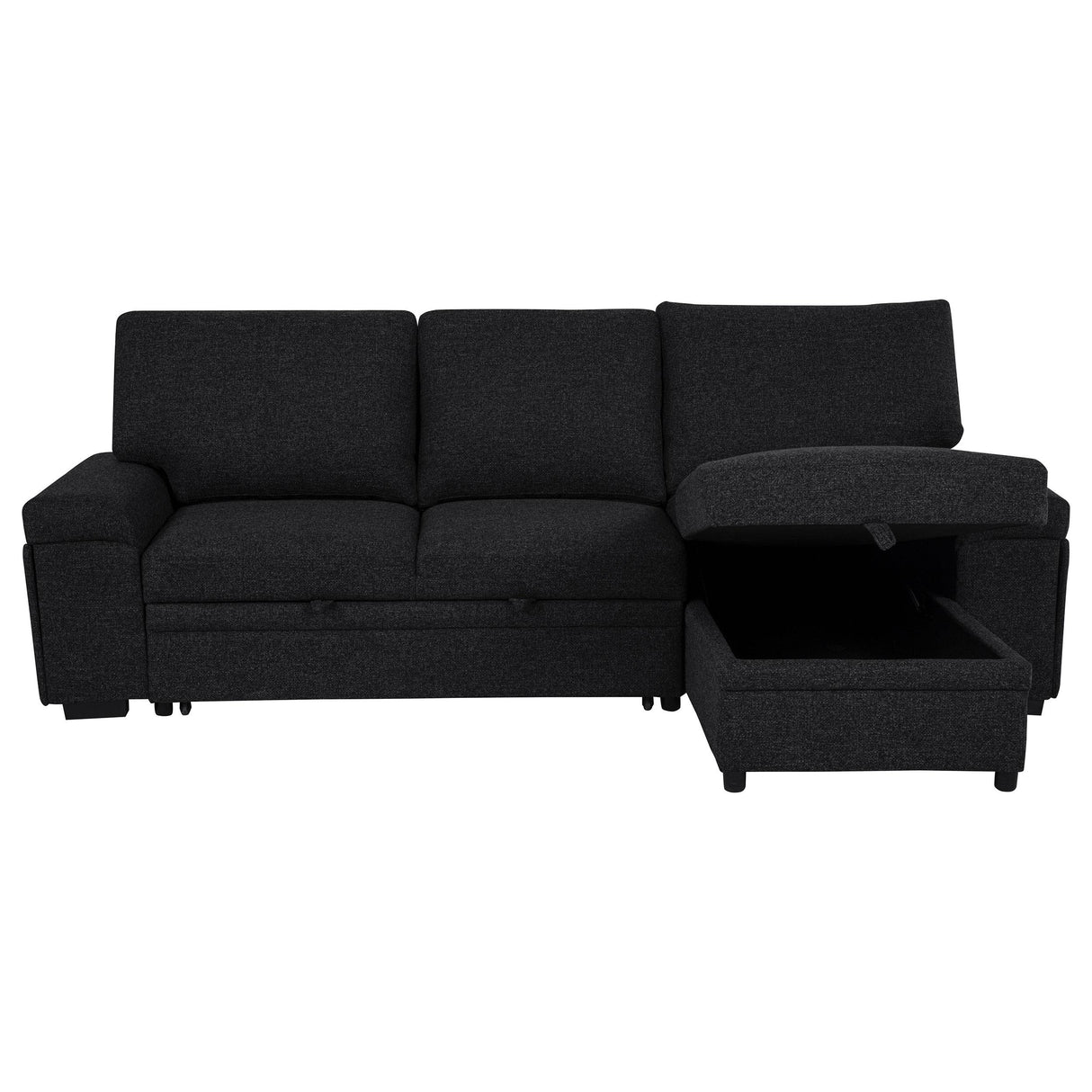 Demko Black Sleeper Sectional Sofa with Speaker and Storage Chaise from Coaster - Luna Furniture