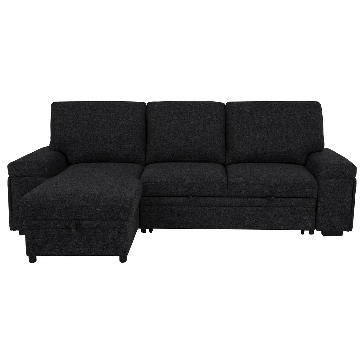 Demko Black Sleeper Sectional Sofa with Speaker and Storage Chaise from Coaster - Luna Furniture