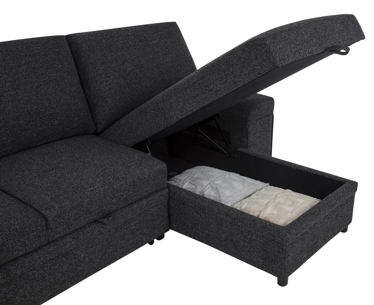 Demko Black Sleeper Sectional Sofa with Speaker and Storage Chaise from Coaster - Luna Furniture