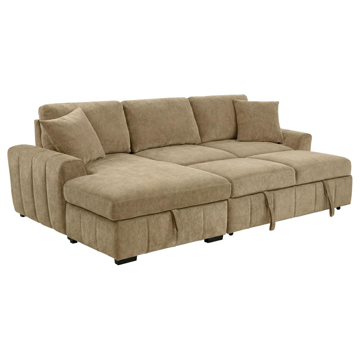 Pastrana Camel Upholstered Sleeper Sectional Sofa with LAF Chaise from Coaster - Luna Furniture