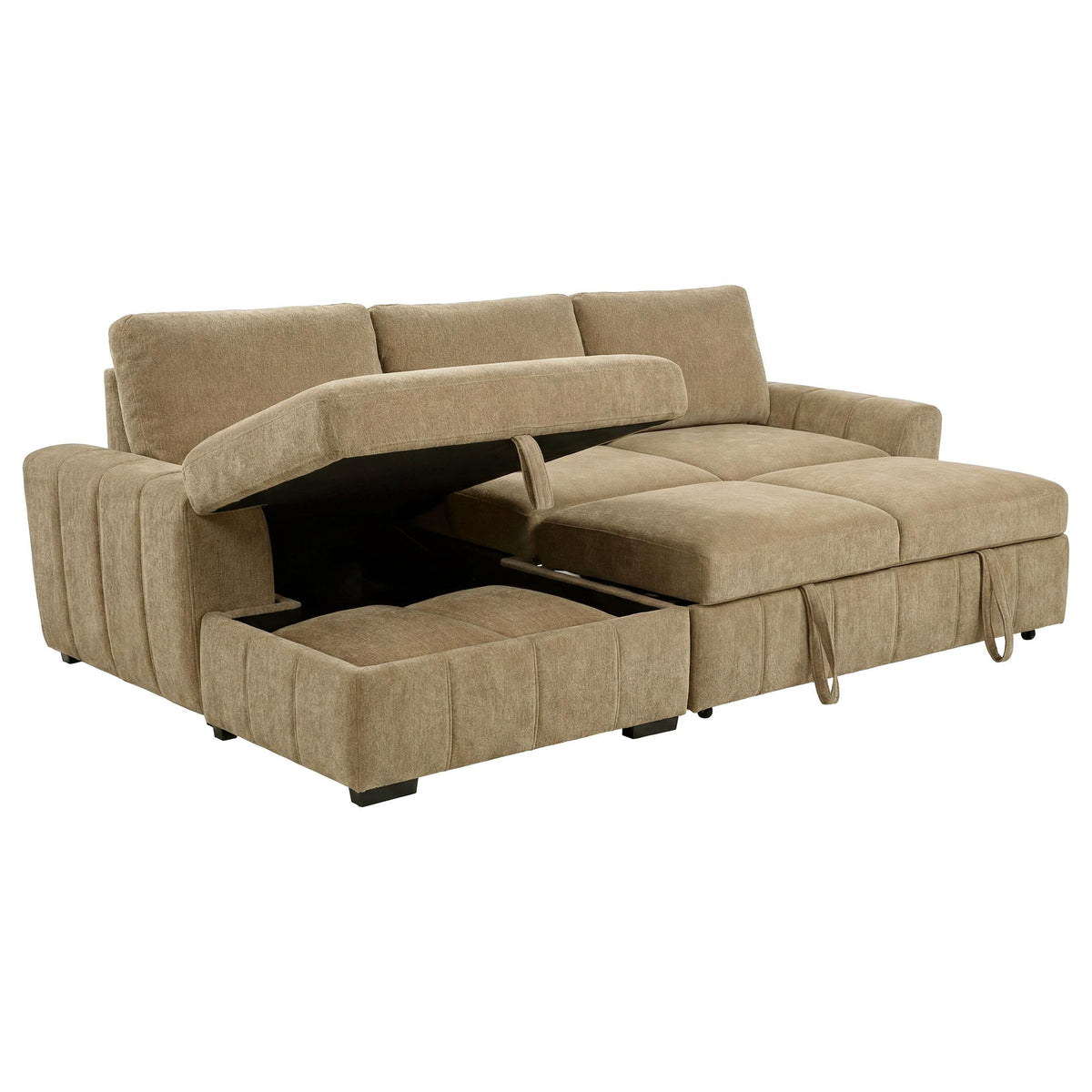Pastrana Camel Upholstered Sleeper Sectional Sofa with LAF Chaise from Coaster - Luna Furniture