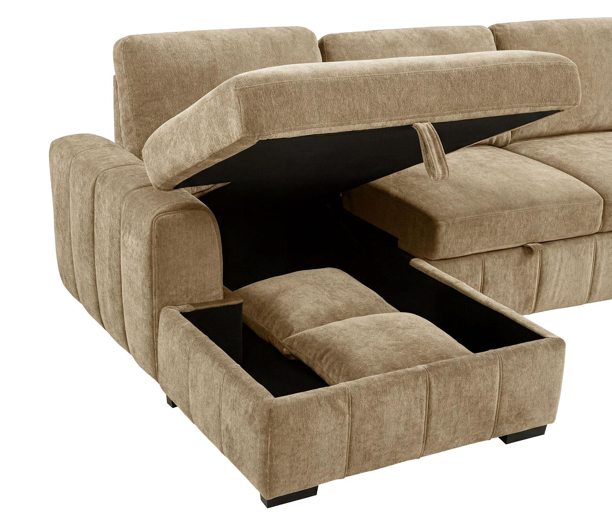Pastrana Camel Upholstered Sleeper Sectional Sofa with LAF Chaise from Coaster - Luna Furniture
