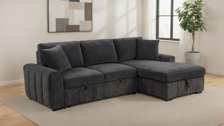 Pastrana Charcoal Gray Sleeper Sectional Sofa with RAF Chaise from Coaster - Luna Furniture