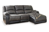 Nantahala Slate 3-Piece Reclining Sectional with Chaise from Ashley - Luna Furniture