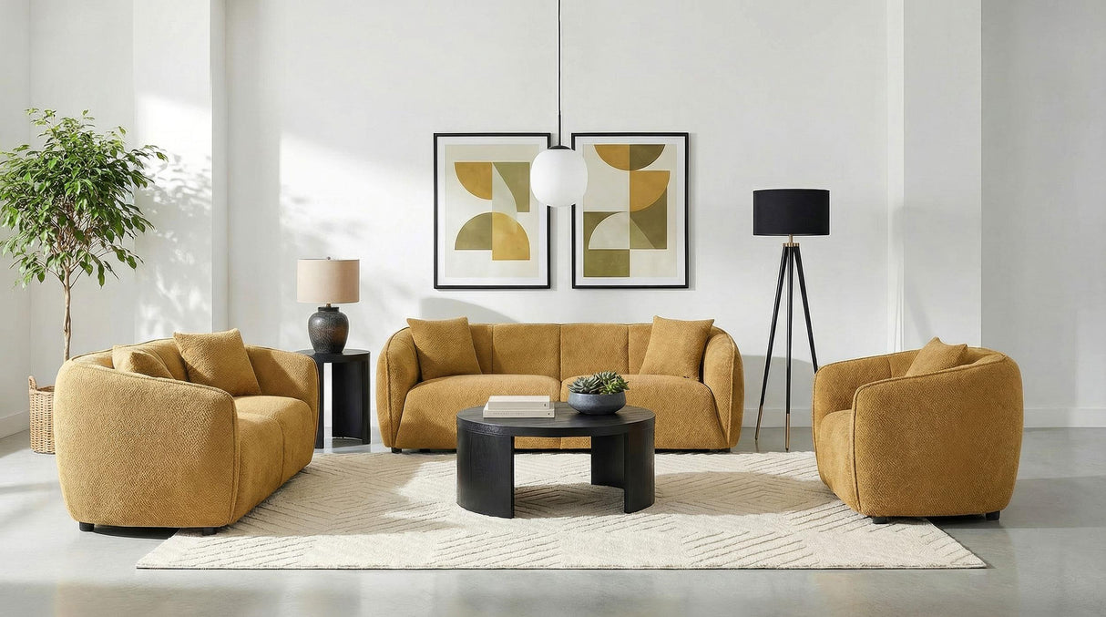Aleisha Mustard Yellow 3-piece Chenille Upholstered Living Room Set from Coaster - Luna Furniture