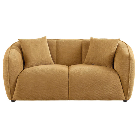 Aleisha Mustard Yellow Chenille Upholstered Loveseat from Coaster - Luna Furniture