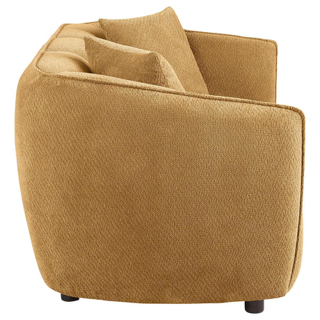 Aleisha Mustard Yellow Chenille Upholstered Loveseat from Coaster - Luna Furniture