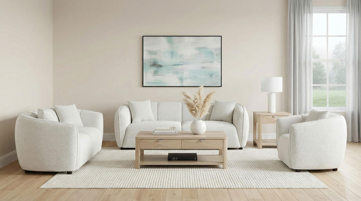Aleisha Ivory 3-piece Chenille Upholstered Sofa Set from Coaster - Luna Furniture