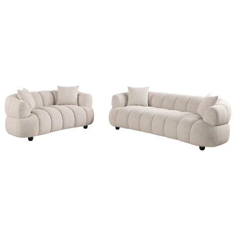 Whitney Pebble 2-Piece Contemporary Channel Tufted Boucle Sofa Set from Coaster - Luna Furniture