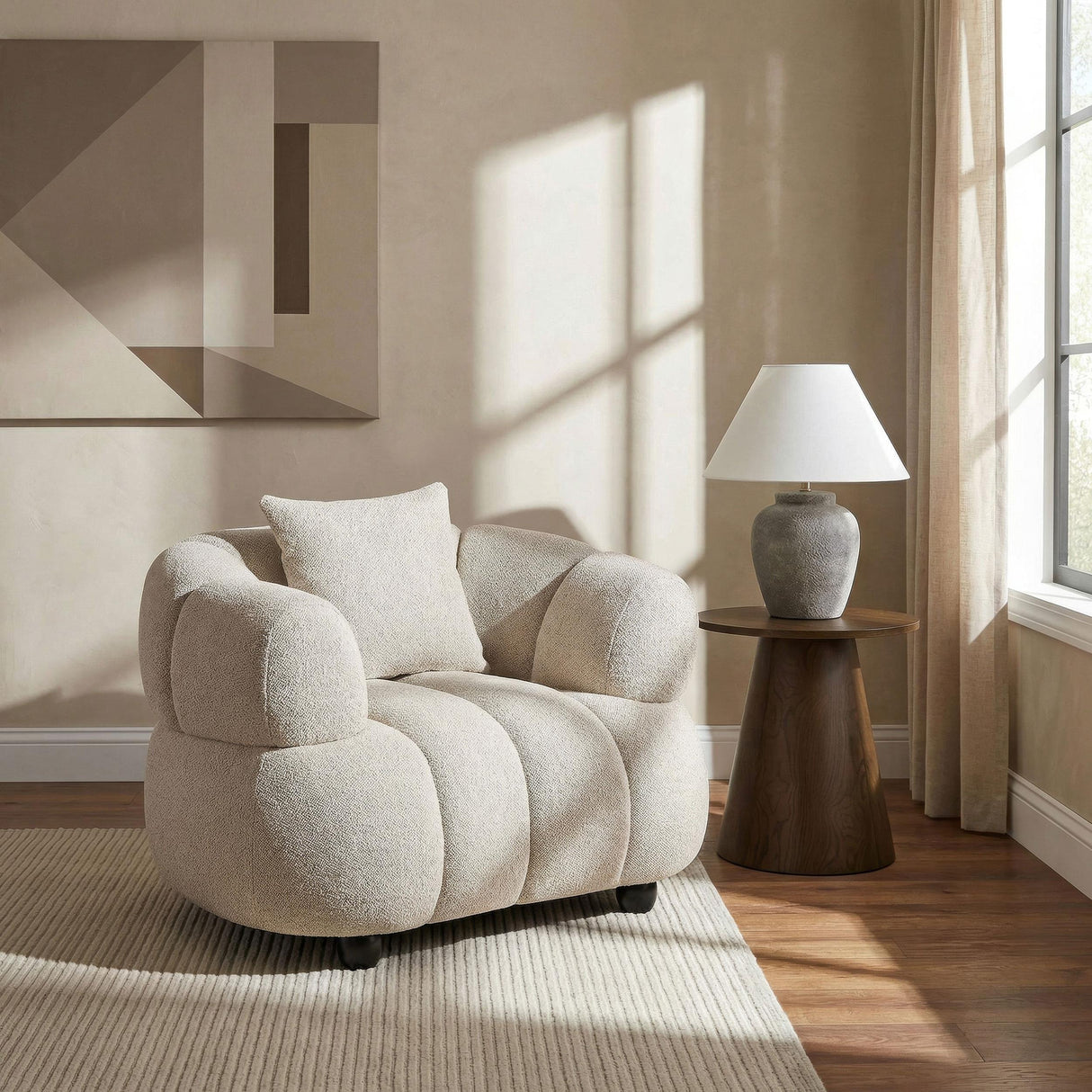Whitney Gray Contemporary Channel Tufted Boucle Accent Chair from Coaster - Luna Furniture