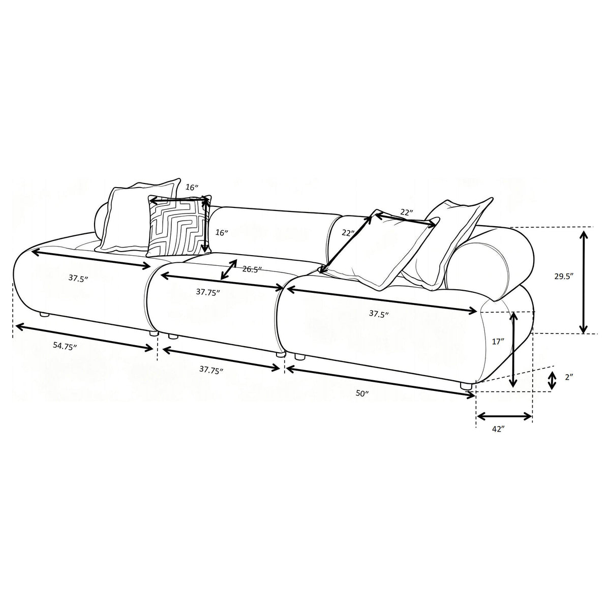 Byrne Rust 143-inch Velvet Modular Bumper Sectional Sofa from Coaster - Luna Furniture