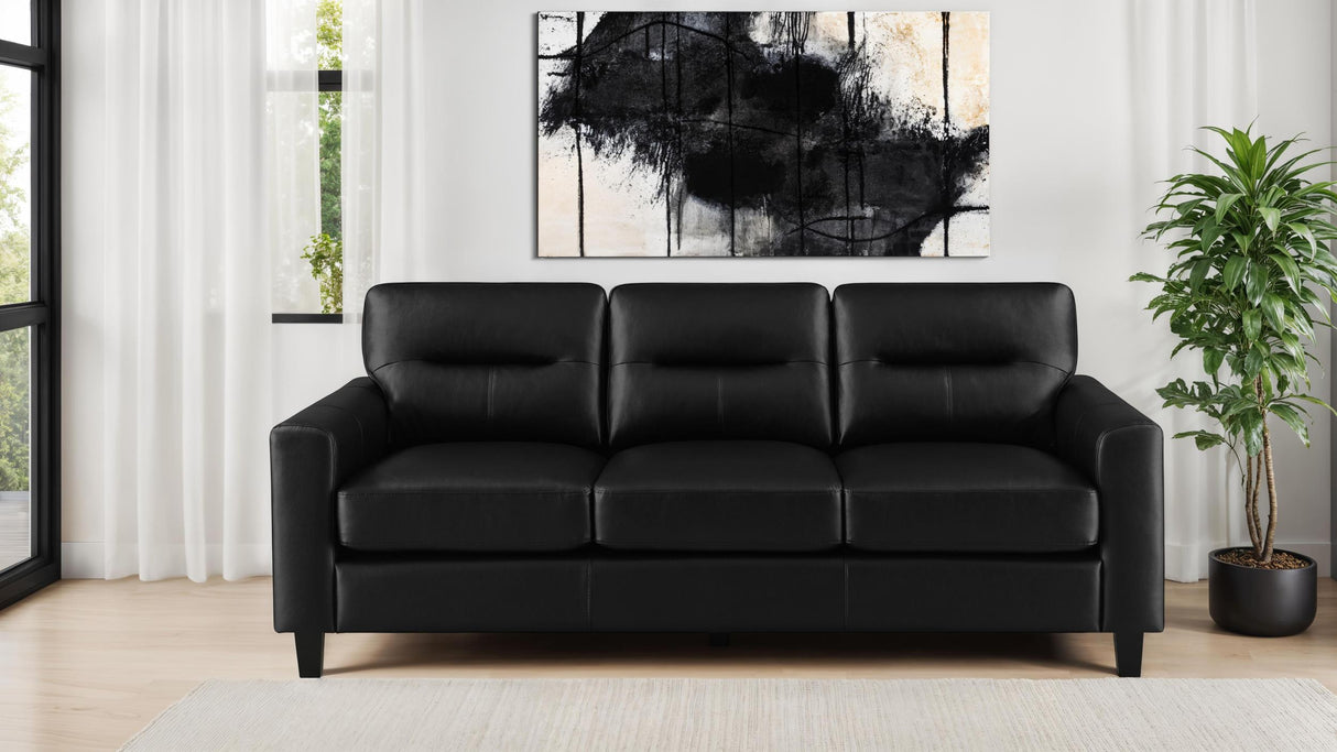 Scotland Faux Leather Upholstered Track Arm Sofa Black from Coaster - Luna Furniture