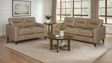 Scotland 2-piece Faux Leather Upholstered Sofa Set Brown from Coaster - Luna Furniture
